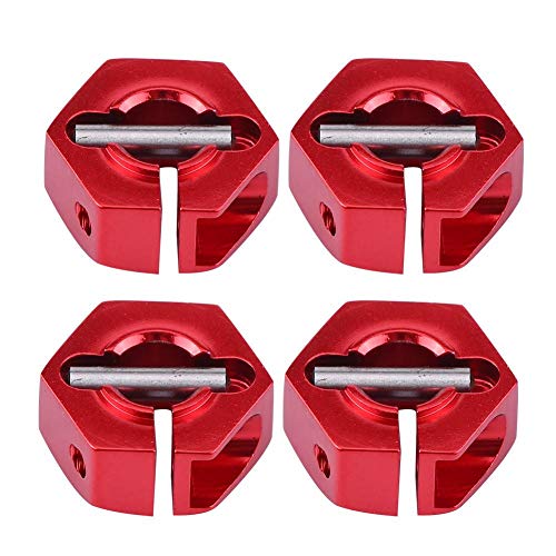 Dilwe Adaptadores de Cubo Hexagonal de Rueda, 12mm Adaptador de Cubo Hexagonal de Rueda Universal para HSP Sakura 1/10 Escala RC Coche(7mm, Rojo)