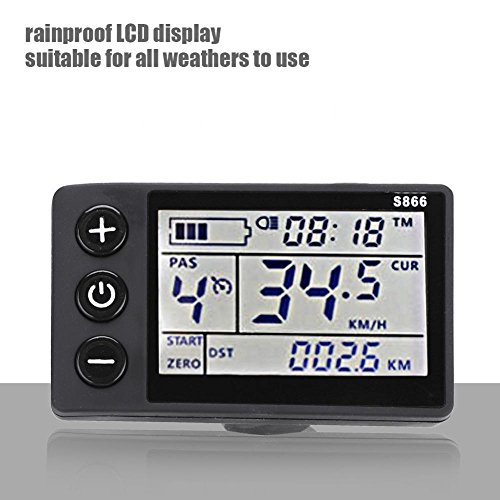 Dioche Controlador de Velocidad del Motor del Cepillo, Kit de Controlador sin Escobillas de Panel de Pantalla LCD Impermeable 24V-48V para Bicicleta Eléctrica Scooter(36V/48V 350W)