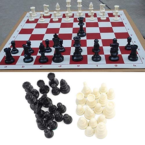 Dioche Piezas de Ajedrez, Juego de Ajedrez de Plástico Juego de Ajedrez Internacional Juego de Ajedrez Completo Juego de Ajedrez en Blanco y Negro(grande-77 mm)