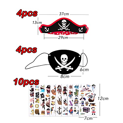 Disfraz de Pirata para Niño Accesorios de Disfraces Sombrero Espada Antifaz Tatuajes Temporales Juego de Disfraz de Pirata para Fiesta de Halloween Carnaval Fiesta Temática