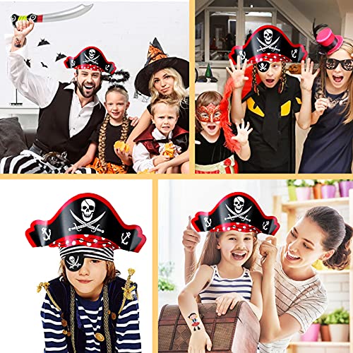 Disfraz de Pirata para Niño Accesorios de Disfraces Sombrero Espada Antifaz Tatuajes Temporales Juego de Disfraz de Pirata para Fiesta de Halloween Carnaval Fiesta Temática