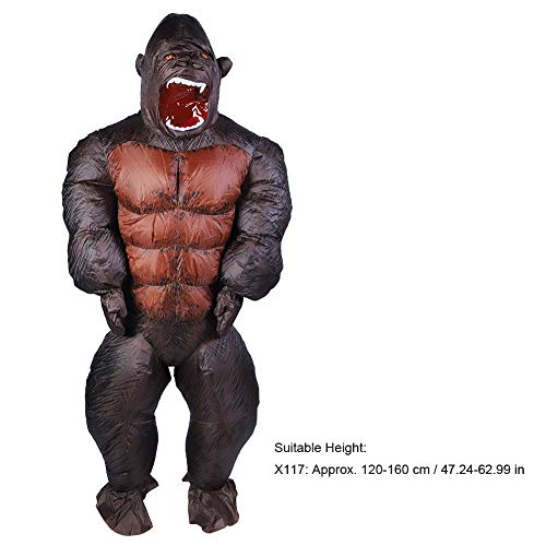 Disfraz Inflable de Cuerpo Entero King Kong Air Blow-up Disfraz de Halloween con soplador de Aire para Festivales, Fiestas, Parques, zoológicos, decoración(X117)