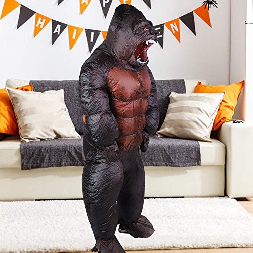 Disfraz Inflable de Cuerpo Entero King Kong Air Blow-up Disfraz de Halloween con soplador de Aire para Festivales, Fiestas, Parques, zoológicos, decoración(X117)