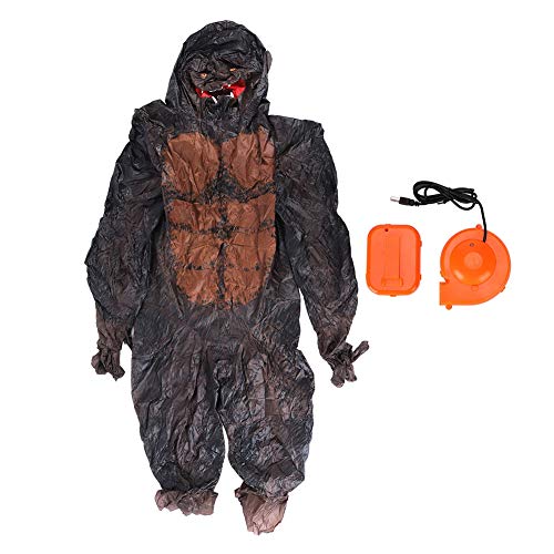 Disfraz Inflable de Cuerpo Entero King Kong Air Blow-up Disfraz de Halloween con soplador de Aire para Festivales, Fiestas, Parques, zoológicos, decoración(X117)