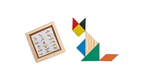 DISOK Lote de 20 Juegos Tangram de Habilidad para Desarrollo Mental Rompecabezas de lógica Juguetes educativos para niños. Detalles cumpleaños Infantiles Comuniones