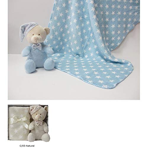 Duffi Baby- Manta Estampada y Peluche, 90 x 75 cm, Color Natural (Master Baby Home, S.L. 4075-05)