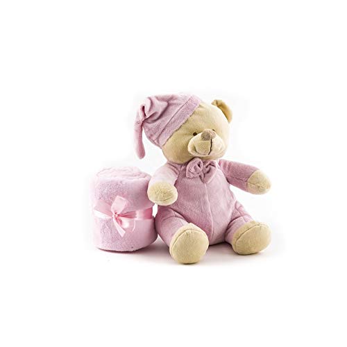 Duffi Baby- Manta y Peluche, 90 x 75 cm, Color Rosa (Master Baby Home, S.L. 4076-06)