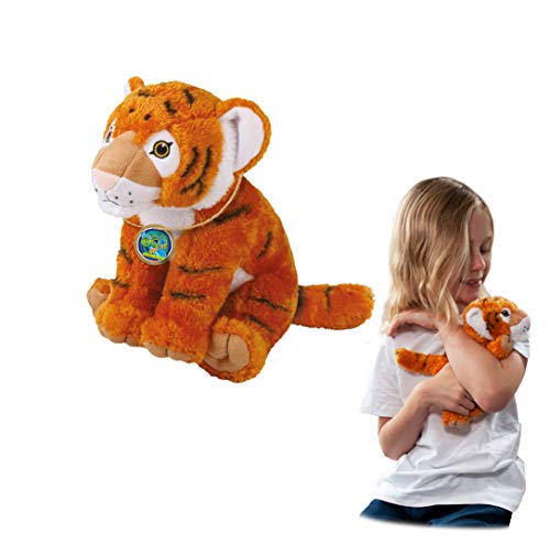 EcoBuddiez - Tigre de Deluxebase. Peluche Mediano de 20 cm elaborado con Botellas de plástico recicladas. Lindo Peluche ecológico con Forma de animalito para niños pequeños.