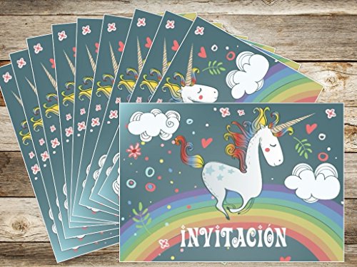 Edition Colibri 10 Invitaciones en español “Unicornio“ (Jgo.1): Juego de 10 Invitaciones tiernamente ilustradas con Unicornios para el cumpleaños de niñas (10754 ES)