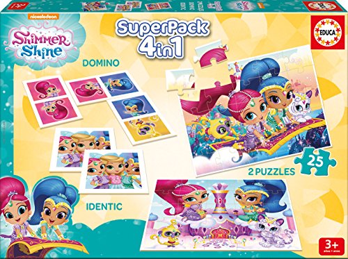 Educa Borrás- Shimmer&Shine Superpack 4 Juegos en 1 Shimmer and Shine Mesa, Multicolor (17714)