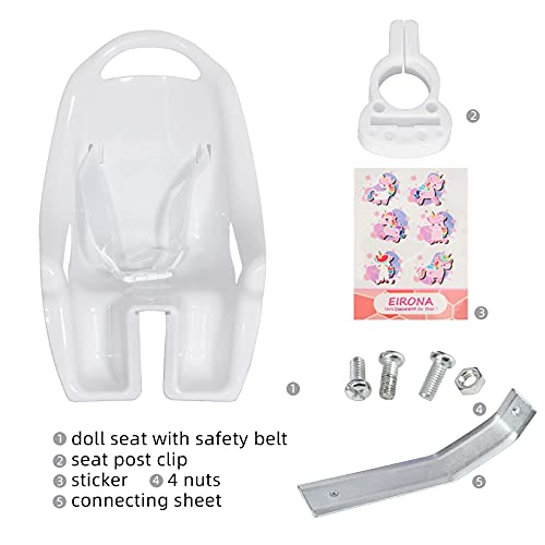 EIRONA Asiento de Muñeca para Bicicleta Infantil, Accesorio para Bicicleta Infantil, Blanco