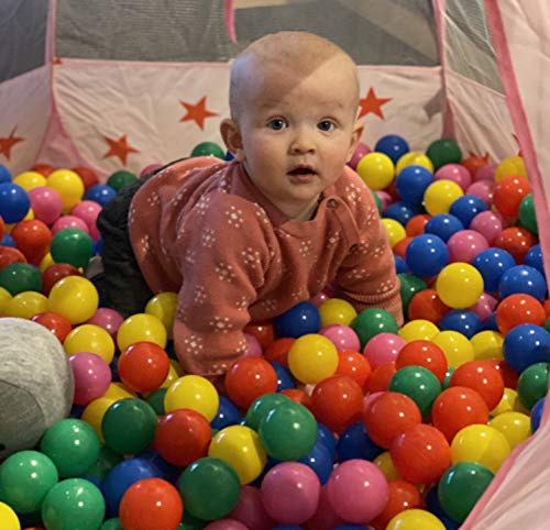 EKNA Pelotas de juego de 5 cm de diámetro, 200 unidades, varios colores a elegir para piscina de pelotas, bolas de plástico de colores verde claro, azul claro, amarillo, rosa, blanco y lila