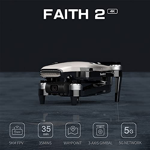 Entrega en 3~7 Días, Faith 2 Drone con Cámara 4K HD, 5km Distancia de Control, Dron GPS con Cardán de 3 Ejes, Sensor CMOS de 1/2,33 Pulgadas, 5G WiFi FPV, RC Quadcopter Profesional, 35Mins (Azul)