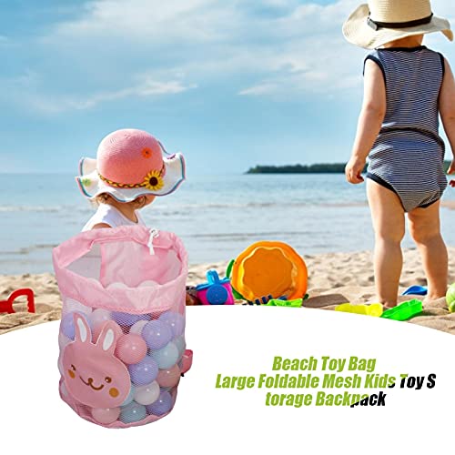 E/T Bolsa de Juguete de Playa Grande | Malla portátil Bolsa de Playa | Bolsas de Asas Plegables con Cremallera | Bolso de Almacenamiento de Juguete con Doble Hombro Correa