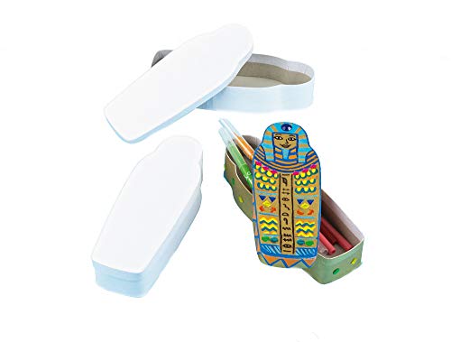 EV729 Baker Ross Diseña Tu Propio Estuche de Lápices Sarcófago Egipcio (paquete de 3) para que los niños pinten, decoren y personalicen para actividades de manualidades