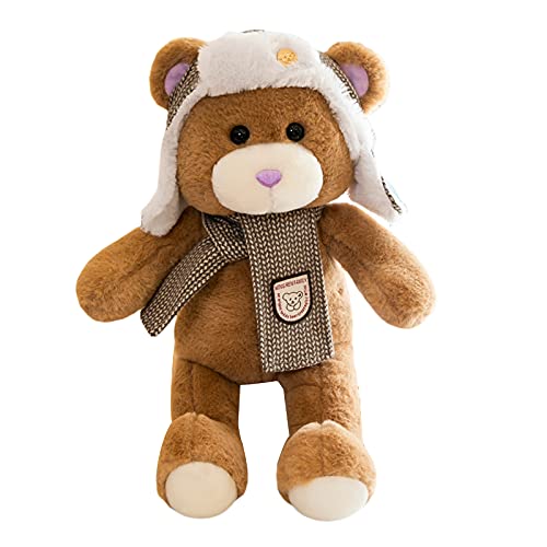 Evilib Peluche de osito de dibujos animados Stuff Toys Home Ornament Niza regalo para niñas niños marrón/blanco (30 cm)