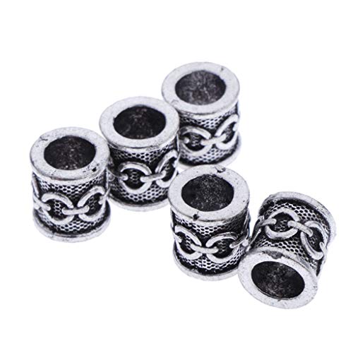 F Fityle 5 Piezas Vikingos Nórdicos Abalorios Celtas Encanto Barbas de Plata Antigua, Pelo, Joyería