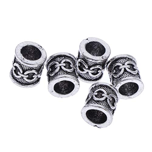 F Fityle 5 Piezas Vikingos Nórdicos Abalorios Celtas Encanto Barbas de Plata Antigua, Pelo, Joyería