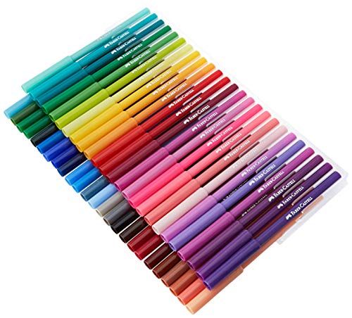 Faber-Castell 554250 - Estuche 50 rotuladores con punta de fibra, multicolor