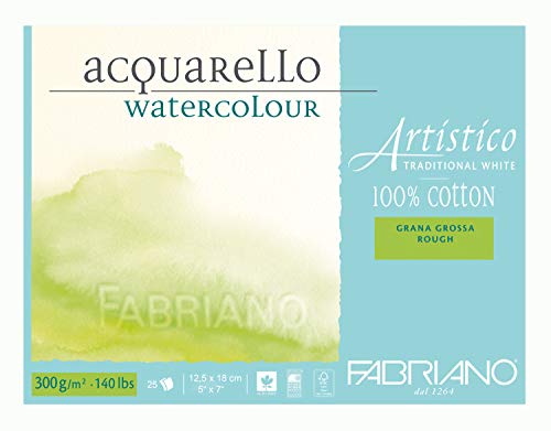 Fabriano ATW BL 4CO 25 M real hecha de papel de la acuarela de Hahnemühle GT 12,5 x 18 cm, color blanco