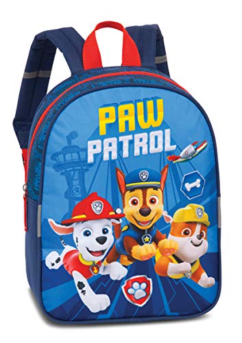 Fabrizio Mochila infantil de la Patrulla Canina, para niños de 2 a 6 años, con Chase, Marshall y Rubble, guardería y guardería, 29 x 23 x 10 cm, 6 l, color azul