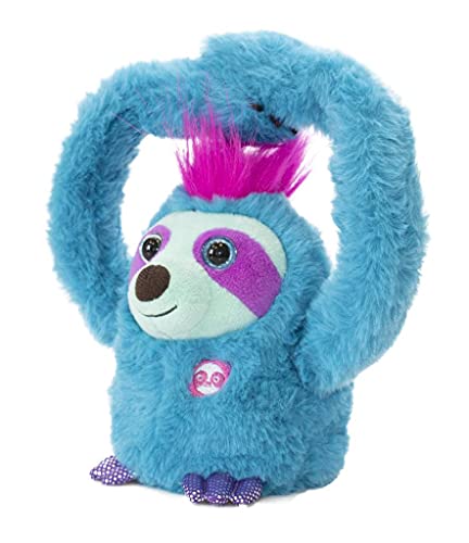 Famosa Softies 700017044 - Slowy Perezoso de Party Pets, muñeco que gira sobre sus brazos y repite lo que dices, además incluye diferentes sonidos y 10 funciones diferentes, color azul