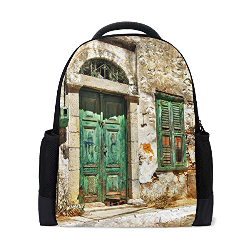 FANTAZIO Mochila encantadora de las calles antiguas de las islas griegas, mochila escolar