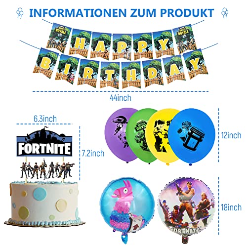 Feliz cumpleaños decoraciones para fanáticos del juego, Juego de suministros para fiestas Gaming, 19 globos de fiesta de látex / 1 pancarta de cumpleaños