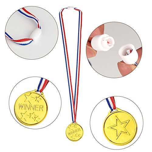 FEPITO 36 Piezas de medallas de Oro para niños, medallas de plástico para niños, medallas de Oro para decoración de Fiestas Infantiles y premios Deportivos