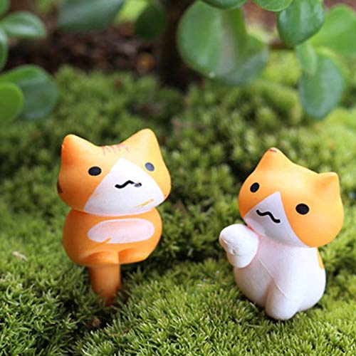 fgyhtyjuu 6pcs / Set DIY del Gato del jardín Miniatura Animal de la Historieta Estatua del jardín del Paisaje de Cristal Decoración Musgo pequeña Figura