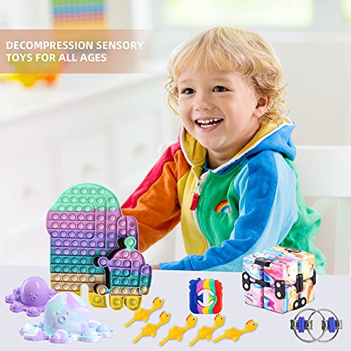 Fidget Toys Pack Barato, Pack Fidget Toys Set con Pop it Infinity Cube Stress Ball Simple Dimple, 16 Piezas de Juguetes Sensoriales Antiestres Pack para NiñOs y Adultos Autismo TDAH (Multicolor B)