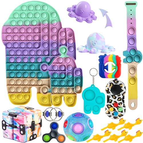 Fidget Toys Pack Barato, Pack Fidget Toys Set con Pop it Infinity Cube Stress Ball Simple Dimple, 16 Piezas de Juguetes Sensoriales Antiestres Pack para NiñOs y Adultos Autismo TDAH (Multicolor B)