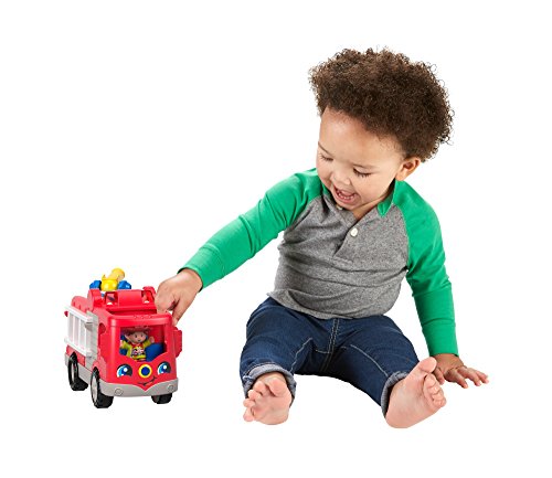 Fisher-Price Little People FPV31 - Coche de Bomberos Interactivo con Sonidos, Frases y Canciones, Incluye 2 Figuras, a Partir de 12 Meses