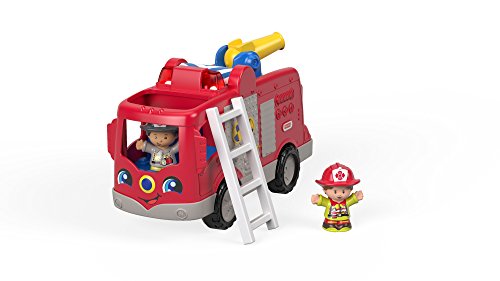 Fisher-Price Little People FPV31 - Coche de Bomberos Interactivo con Sonidos, Frases y Canciones, Incluye 2 Figuras, a Partir de 12 Meses