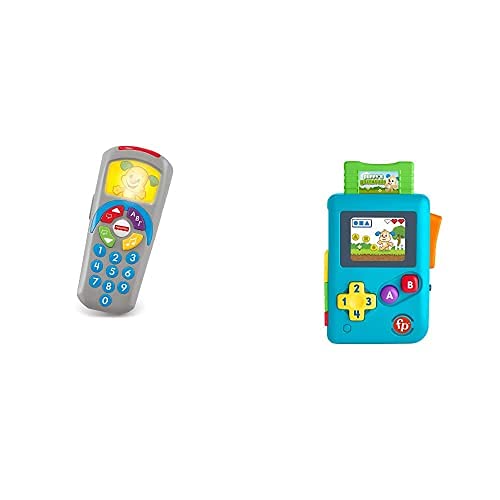 Fisher-Price Mando a Distancia Perrito, Juguete Electrónico Bebé +6 Meses (Mattel DLD35) y Ríe y Aprende Videoconsola de Juguete con Sonidos (Mattel HBC82)