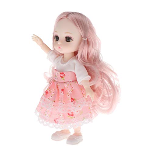 FITYLE Moveable Jointed Mini 14 Juntas 16cm 1/12 Baby Doll 3D Eyes Moda Vestir para muñecas BJD Juguete niñas Regalo DIY Accesorio - Style9