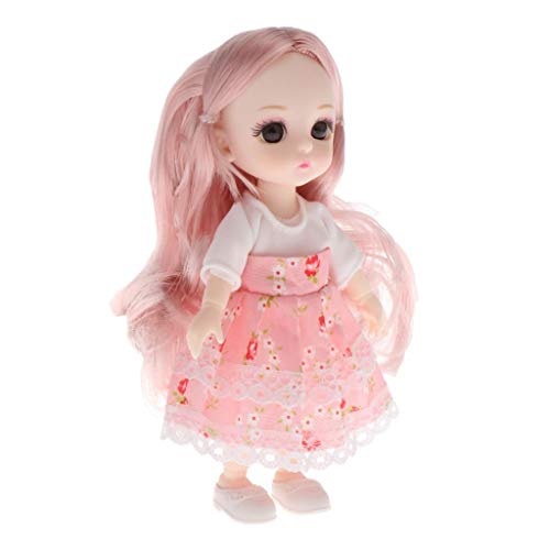 FITYLE Moveable Jointed Mini 14 Juntas 16cm 1/12 Baby Doll 3D Eyes Moda Vestir para muñecas BJD Juguete niñas Regalo DIY Accesorio - Style9