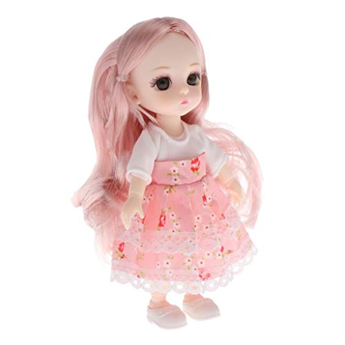 FITYLE Moveable Jointed Mini 14 Juntas 16cm 1/12 Baby Doll 3D Eyes Moda Vestir para muñecas BJD Juguete niñas Regalo DIY Accesorio - Style9