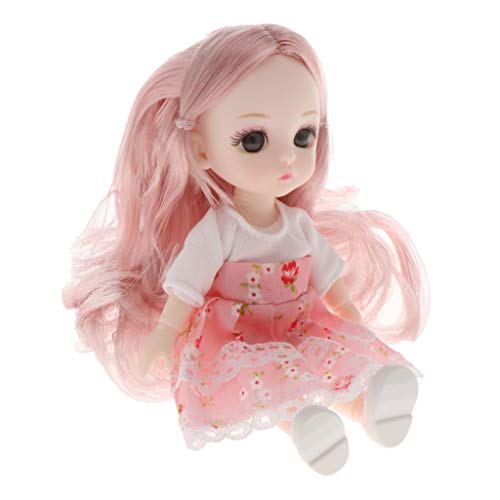 FITYLE Moveable Jointed Mini 14 Juntas 16cm 1/12 Baby Doll 3D Eyes Moda Vestir para muñecas BJD Juguete niñas Regalo DIY Accesorio - Style9