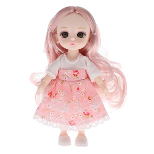 FITYLE Moveable Jointed Mini 14 Juntas 16cm 1/12 Baby Doll 3D Eyes Moda Vestir para muñecas BJD Juguete niñas Regalo DIY Accesorio - Style9