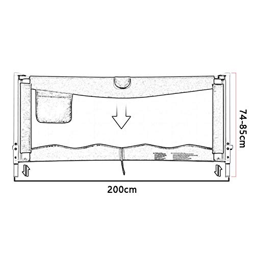 FMEZC Barandilla Larga para bebés Barandilla anticaída para bebés Cerca de Cama Grande para niños pequeños, Elevación con un botón, Largo 150-200 cm (Color: Verde, Tamaño: 200 cm)