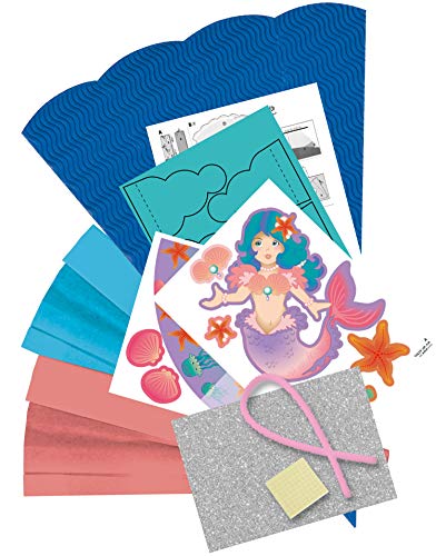 Folia 92207/22222 - Juego de Manualidades para Conos Escolares (68 cm, cartón Ondulado), diseño de Sirena, Color Azul