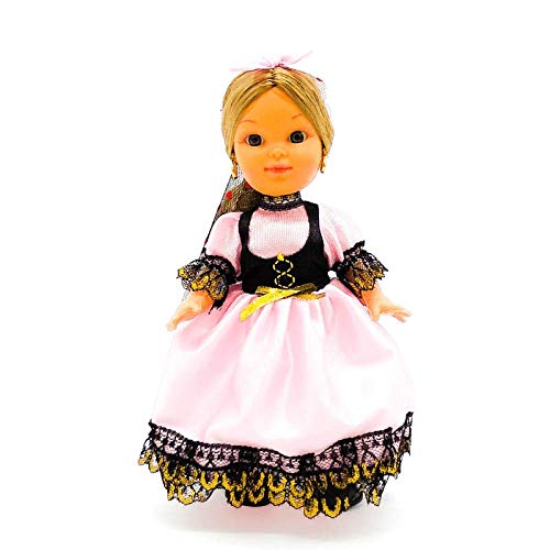 Folk Artesanía Muñeca Regional colección de 25 cm Vestido típico Piconera o Goyesca Madrid Cádiz España. (Amarillo)