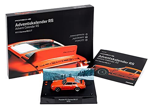 Franzis- Calendario de Adviento Porsche Carrera RS, Kit de vehículo a Escala 1:24, Incluye módulo de Sonido y Libro de acompañamiento, a Partir de 14 años, Color carbón (55155-9)