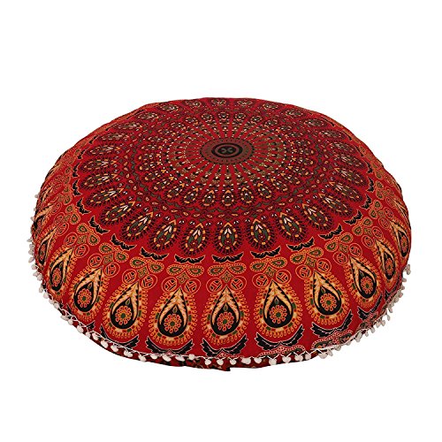 GANESHAM - Almohada de suelo con mandala india bohemia para decoración de meditación, funda de cojín para mascota, cama Boho Gypsy