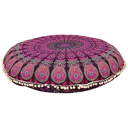 GANESHAM - Cojín de suelo indio bohemio, diseño de mandala bohemio, para cama de mascota, cama gitana, 32 x 32 cm