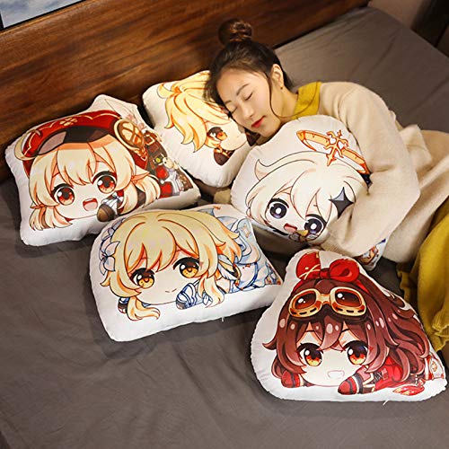 Genshin Impact Venti - Almohada de peluche con estampado de doble cara, 45 x 35 cm, diseño de llavero Genshin Impact, 12 cm