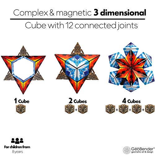 GeoBender - Cubo magnetico 3D 1 x Nautilus con 104 variaciones - Juguete antiestres de Rompecabezas para niño y Adulto - Juegos de Puzzle de Paciencia Creativo - Infintiy Cube de Jugar de Aprendizaje