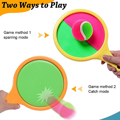 GEYUEYA Home - Juego de raqueta con velcro para juegos al aire libre, juego de pelota para niños y adultos, deportes, paquete decorativo para regalo de cumpleaños y Navidad (2 raquetas, 3 bolas)