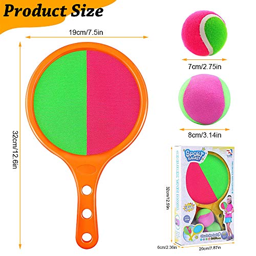 GEYUEYA Home - Juego de raqueta con velcro para juegos al aire libre, juego de pelota para niños y adultos, deportes, paquete decorativo para regalo de cumpleaños y Navidad (2 raquetas, 3 bolas)